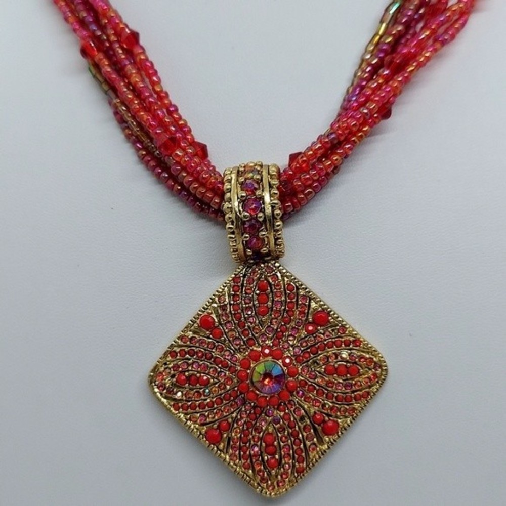 Red Rhinestone beaded necklace India‎ Style